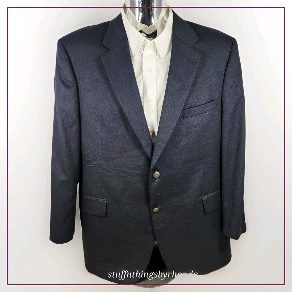 Jos A Bank 96% Wool / 4% Cashmere Dark Blue Blazer Sport Coat Suit Jacket 46R